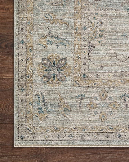 Loloi Magnolia Home by Joanna Gaines Millie Collection MIE-02 Sky/Gold 11'-6" x 15'-7", .25" Pile Height, Area Rug
