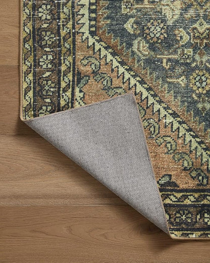 Loloi Magnolia Home by Joanna Gaines Banks Collection BAN-02 Denim/Clay 3'-6" x 5'-6" .13" Pile Height, Machine Washable, Accent Rug
