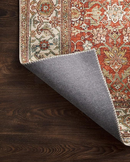 Loloi Layla Collection LAY-05 Ocean/Multi 2'-3" x 3'-9" .13" Thick Accent Rug, Soft, Durable, Vintage Inspired, Distressed, Low Pile, Non-Shedding, Easy Clean, Printed, Living Room Rug