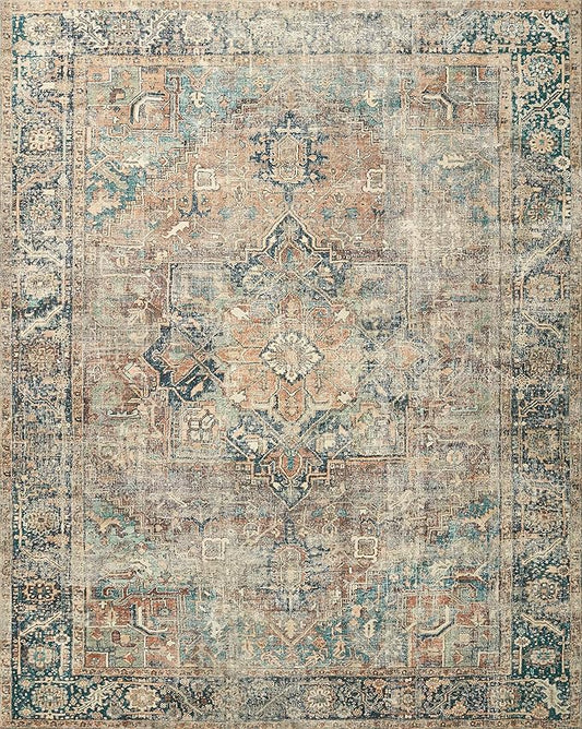 Loloi Margot Collection MAT-02 Terracotta/Lagoon 2'-3" x 3'-9" Accent Rug feat. CloudPile, No-Shed Easy Clean Large Patterned Area Rug for Living Room, Bedroom, Dining Area