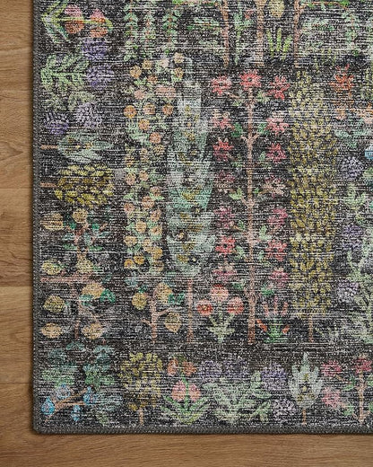 Loloi Rifle Paper Co. Maison Collection MAO-07 Charcoal 3'-0" x 3'-0" Round, .19" Pile Height, Accent Rug