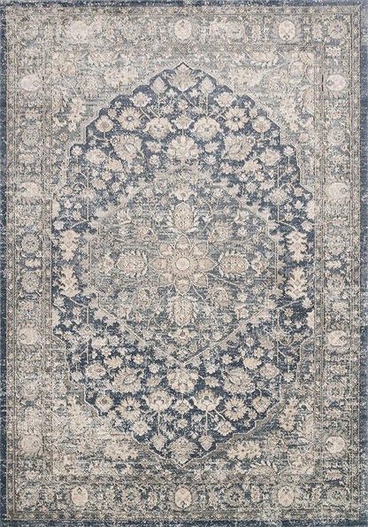 Loloi Teagan Collection TEA-01 Denim/Mist 2'-8" x 10'-6" Runner Rug, Large, Soft Neutral Rug, High-Traffic for Living Room, Bedroom, Home Office, Dining Area