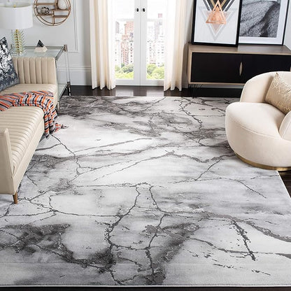 SAFAVIEH Craft Collection Accent Rug - 2'7" x 5', Grey & Silver, Modern Abstract Design, Non-Shedding & Easy Care, Ideal for High Traffic Areas in Entryway, Living Room, Bedroom (CFT877G)