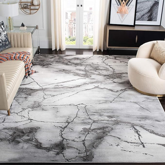 SAFAVIEH Craft Collection X-Large Area Rug - 12' x 15', Grey & Silver, Modern Abstract Design, Non-Shedding & Easy Care, Ideal for High Traffic Areas in Living Room, Bedroom (CFT877G)