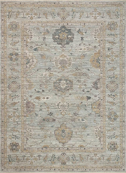Loloi Magnolia Home by Joanna Gaines Millie Collection MIE-02 Sky/Gold 2'-7" x 14', .25" Pile Height, Runner Rug