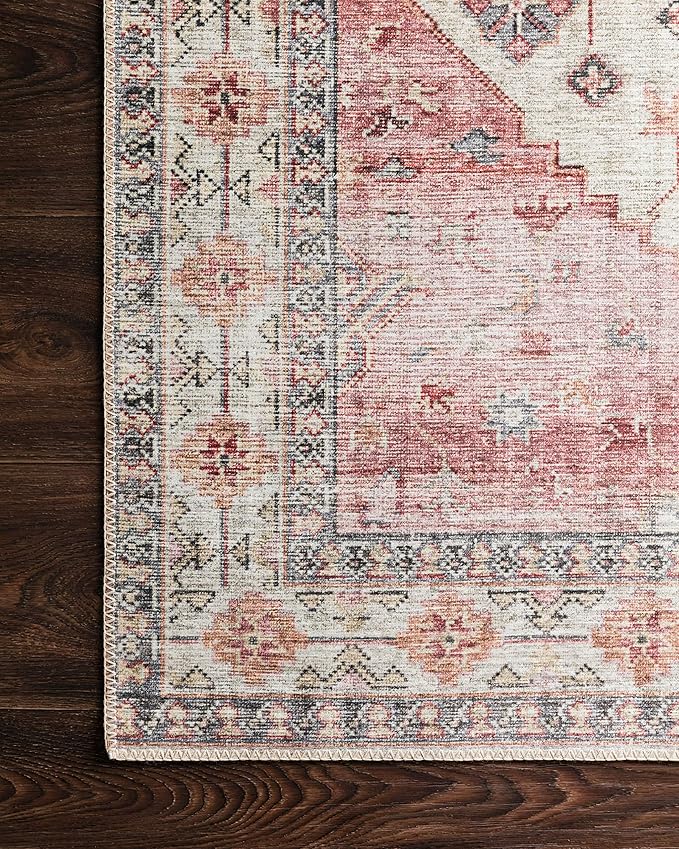Loloi II Skye Collection SKY-02 Ivory/Berry 5'-0" x 7'-6" Area Rug