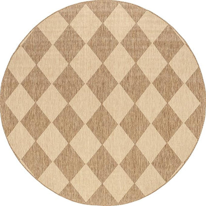 nuLOOM Outdoor Performance Collection Sabina Brown/Ivory, 8' Round, Soft and Cozy, High Traffic, Stain Resistant, Easy Clean, Durable Area Rug for Indoor/Outdoor Patio, Deck, Porch, Garden, Courtyard