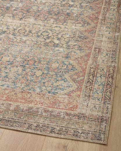 Loloi Angela Rose Aubrey Collection AUB-03 Ocean/Spice 5'-0" x 5'-0", .19" Pile Height, Round Area Rug