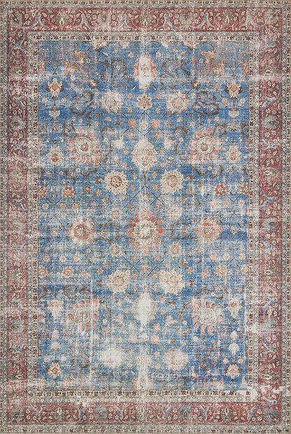 Loloi Loren Collection LQ-01 Blue/Brick 5'-0" x 7'-6" Area Rug