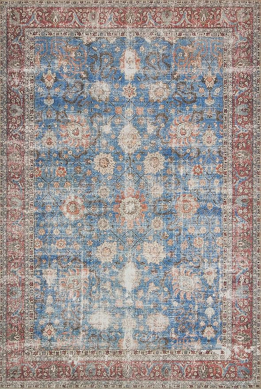 Loloi Loren Collection LQ-01 Blue/Brick 8'-4" x 11'-6" Area Rug