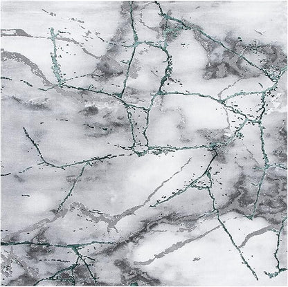 SAFAVIEH Craft Collection Area Rug - 10' Square, Grey & Green, Modern Abstract Design, Non-Shedding & Easy Care, Ideal for High Traffic Areas in Living Room, Bedroom (CFT877Y)