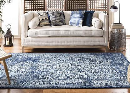 SAFAVIEH Evoke Collection 3' x 5' Navy/Ivory EVK256A Oriental Distressed Non-Shedding Living Room Bedroom Accent Rug