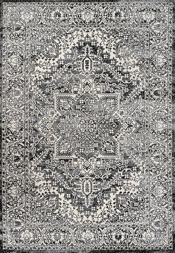 JONATHAN Y Vintage Medallion Indoor Area Rug Black 3X5, Modern Boho for Living Room, Bedroom, Kitchen, Office, Easy-Cleaning, High Traffic, Pet-Friendly, Non-Shedding MDP100D-3