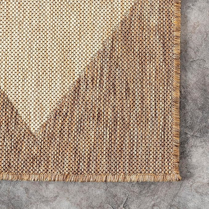 nuLOOM 7' Square Outdoor Performance Area Rug, Stain Resistant, Weather Resistant, High Traffic, Patio, Balcony, Outside, Sabina Brown