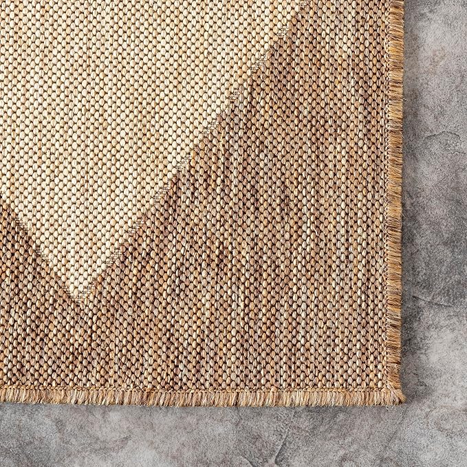 nuLOOM Outdoor Performance Collection Sabina Brown/Ivory, 2' x 10', Soft and Cozy, High Traffic, Stain Resistant, Easy Clean, Durable Runner for Indoor/Outdoor Patio, Deck, Porch, Garden, Courtyard