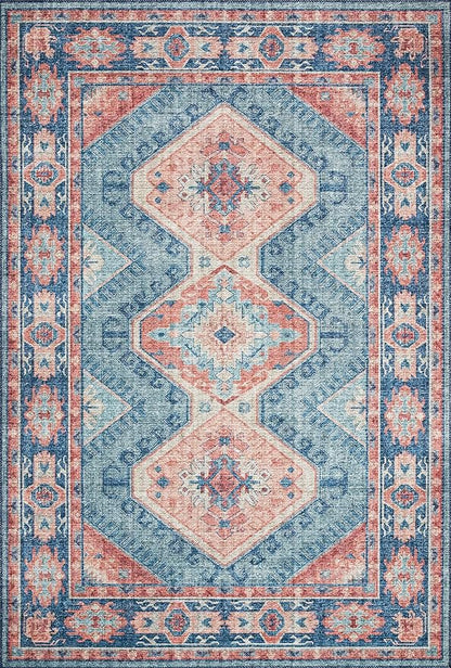 Loloi II Skye Collection SKY-03 Turquoise/Terracotta 3'-6" x 5'-6" Accent Rug