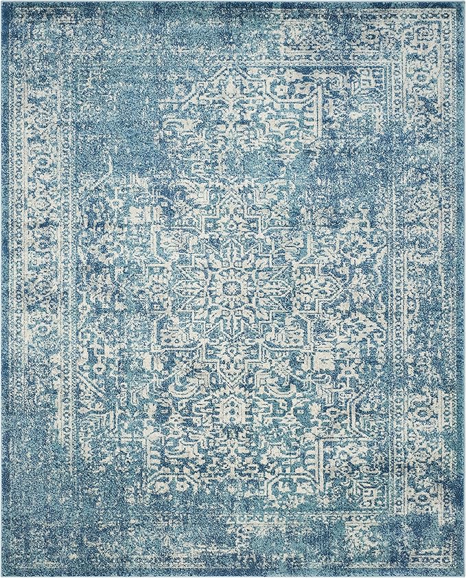 SAFAVIEH Evoke Collection 12' x 18' Blue/Ivory EVK256C Oriental Distressed Non-Shedding Living Room Bedroom Dining Home Office Area Rug