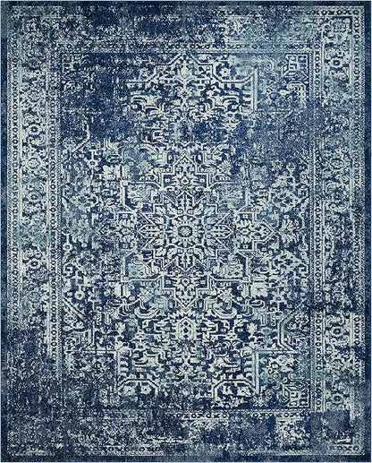 SAFAVIEH Area Rug 9x12 - Evoke Collection - Large - Navy & Ivory, Distressed Design, Non-Shedding & Easy to Clean, Ideal for Living Room, Bedroom, Dining Space (EVK256A)