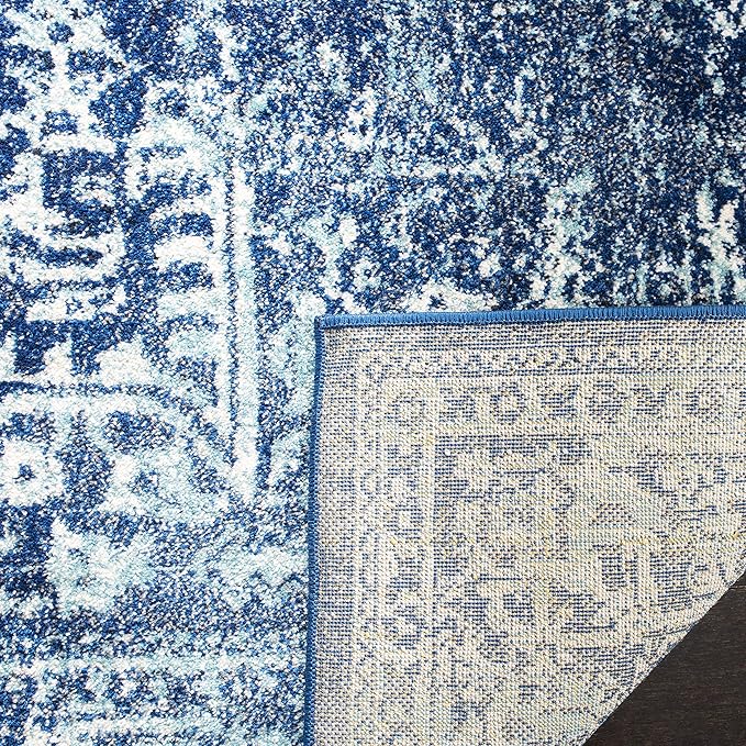 SAFAVIEH Area Rug 9x12 - Evoke Collection - Large - Navy & Ivory, Distressed Design, Non-Shedding & Easy to Clean, Ideal for Living Room, Bedroom, Dining Space (EVK256A)
