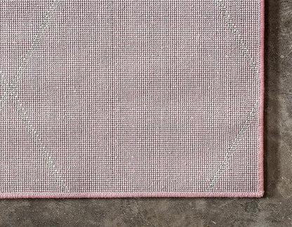 Unique Loom Trellis Frieze Collection Area Rug - Geometric (9' x 12' 2", Light Pink/ Ivory)