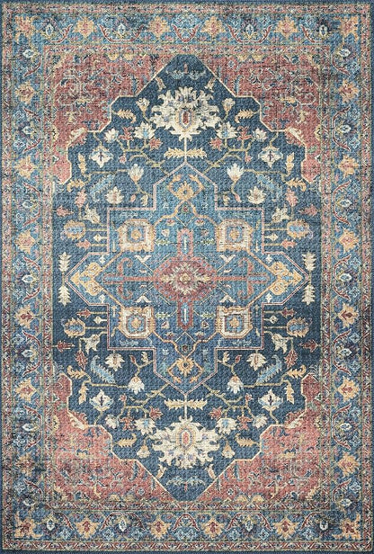 Loloi Skye Collection SKY-08 Denim/Brick 6'-0" x 6'-0" Round Area Rug